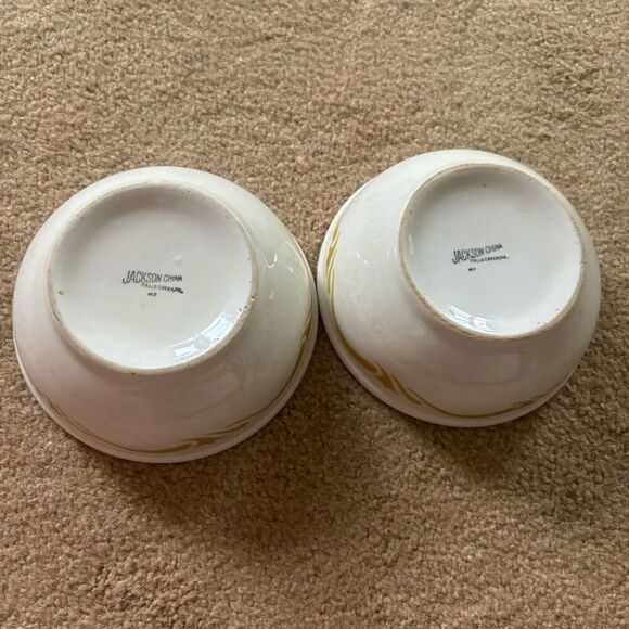 Jackson China 2 White & Gold 5 3/4” Wide Restaurant Ware Soup Bowls - Picture 5 of 7
